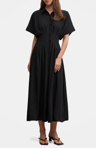 Ever New Luciana Darted Midi Shirtdress In Black