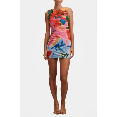 Ever New Lucille Ruched Mesh Minidress In Multi