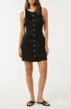Ever New Montana Contrast Sleeveless Linen Sheath Minidress In Black