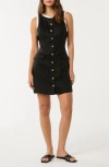 Ever New Montana Contrast Sleeveless Linen Sheath Minidress In Black