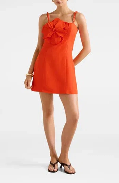 Ever New Nicolette Flower Sleeveless Linen Blend Minidress In Orange