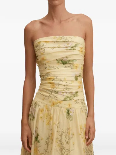 Ever New Palmer Gathered Strapless Top In Yellow