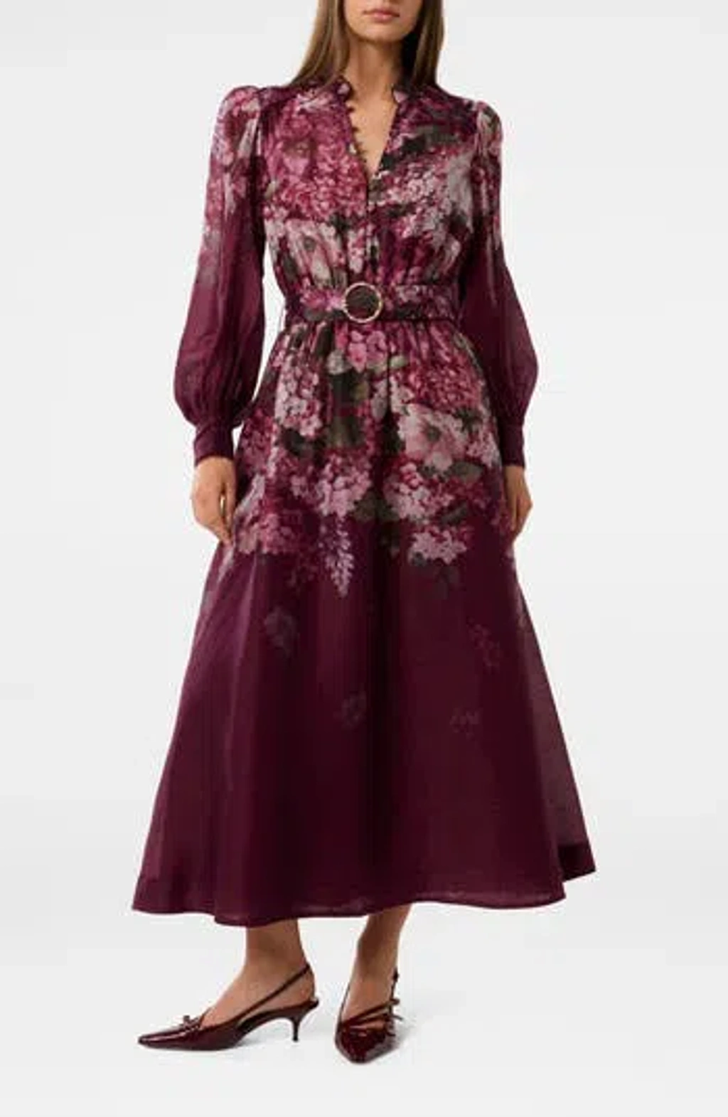 Ever New Peyton Belted Long Sleeve Button Front Maxi Dress In Adela Floral  | ModeSens