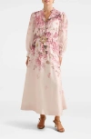 Ever New Peyton Belted Long Sleeve Button Front Maxi Dress In Multi