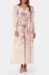 Ever New Peyton Belted Long Sleeve Button Front Maxi Dress In Warrantina Floral