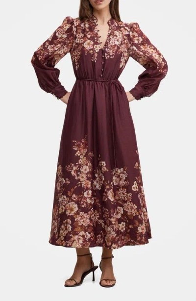 Ever New Peyton Belted Long Sleeve Button Front Maxi Dress In Multi