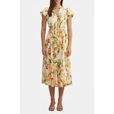 Ever New Posie Puff Sleeve Midi Dress In Multi