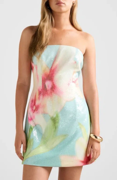 Ever New Ria Floral Sequin Strapless Minidress In Multi