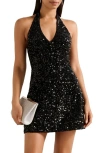 Ever New Riley Sequin Halter Velvet Minidress In Black