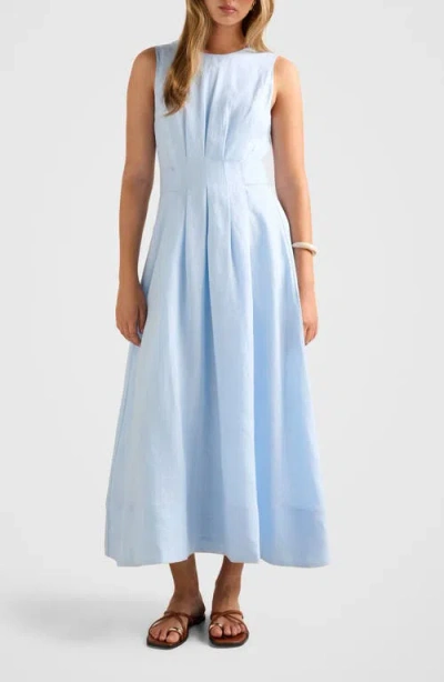 Ever New Rosie Tuck Detail Sleeveless Linen Dress In Blue