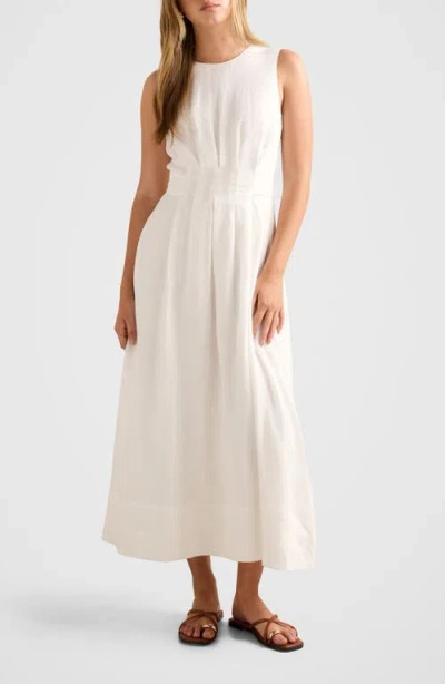 Ever New Rosie Tuck Detail Sleeveless Linen Dress In White