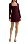 Ever New Ruby Long Sleeve Minidress In Burgundy