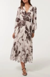 Ever New Saskia Long Sleeve Faux Wrap Dress In Multi