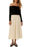 Ever New Savannah Off The Shoulder Long Sleeve Midi Dress In Multi