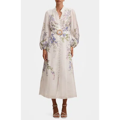 Ever New Sheridan Placement Print Long Sleeve Maxi Dress In Multi