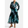 Ever New Skyla Abstract Print Long Sleeve Pleated Midi Dress In Blue