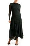Ever New Tanny Long Sleeve Asymmetric Hem Mesh Midi Dress In Green