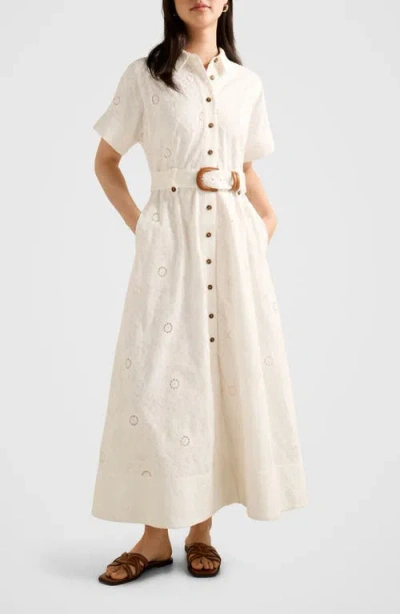 Ever New Valeria Broderie Cotton Maxi Shirtdress In White