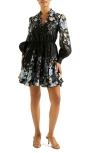 Ever New Vienna Lace Trim Belted Long Sleeve Shirtdress In Black