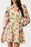 Ever New Wesley Print Belted Long Sleeve Minidress In Bright Floral