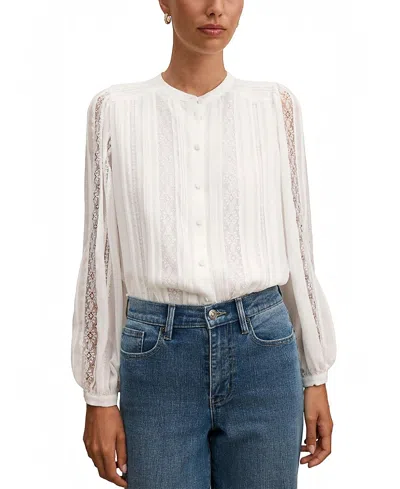 Ever New Women's Alexis Lace Trim Blouse In White
