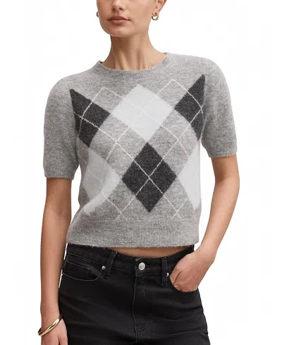 Ever New Women's Andy Argyle Fluffy Knitted T-shirt In Gray