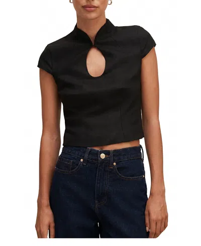Ever New Women's Ayla Keyhole Linen Top In Black