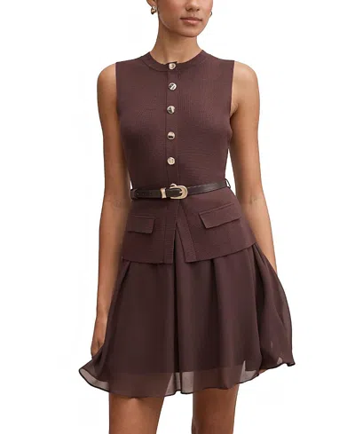 Ever New Women's Belle Woven Mix Mini Dress In Brown