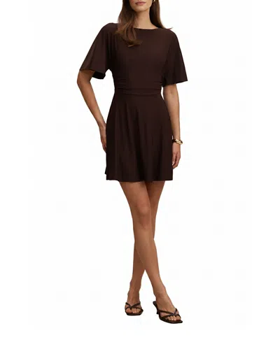 Ever New Women's Cora Flutter Sleeve Tie Mini Dress In Brown