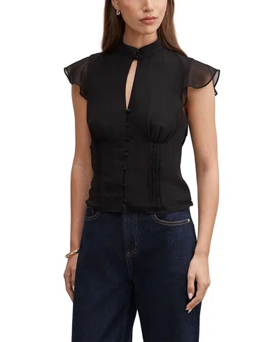 Ever New Women's Eden Keyhole Blouse In Black