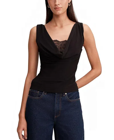 Ever New Women's Hope Layered Lace Cowl Neck Top In Black