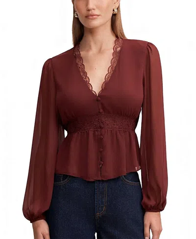 Ever New Women's Matilda Lace Detail Blouse In Burgundy
