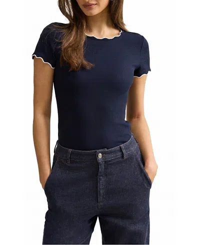 Ever New Women's Rebecca Scallop Trim T-shirt In Blue