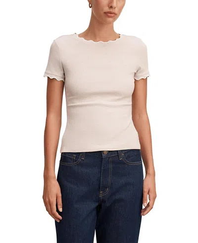 Ever New Women's Rebecca Scallop Trim T-shirt In Neutral