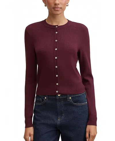 Ever New Women's Rylee Crew Neck Cardigan In Burgundy