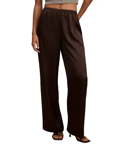 Ever New Women's Sara Satin Wide Leg Pants In Chocolate