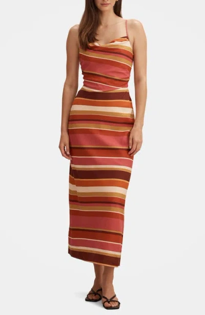 Ever New Zoe Stripe Sleeveless Linen Blend Midi Dress In Multi