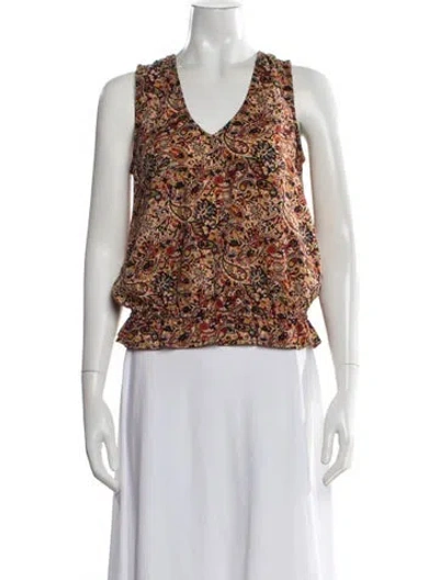 Pre-owned Ever Paisley Print V-neck Top In Multi