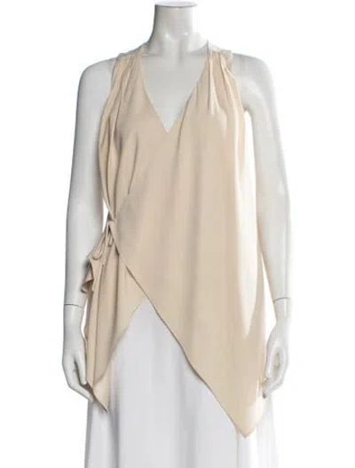 Pre-owned Ever Silk V-neck Top In Neutral