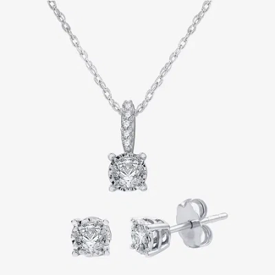 Ever Star (g / Si1-si2) 1/2 Ct. T.w. Lab Grown White Diamond Sterling Silver Round 2-pc. Jewelry Set In Metallic