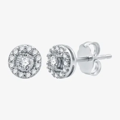 Ever Star (g / Si1-si2) 3/8 Ct. T.w. Lab Grown White Diamond 10k Gold 7.2mm Stud Earrings In Silver