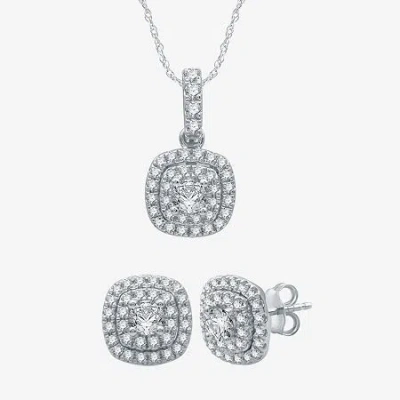 Ever Star (g / Si2-si3) 2 Ct. T.w. Lab Grown White Diamond 10k Or 14k Gold Cushion Jewelry Set In Metallic