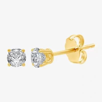 Ever Star (g / Vs2) 1/2 Ct. T.w. Lab Grown White Diamond 14k Gold 4.1mm Round Stud Earrings In Yellow