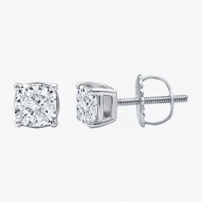 Ever Star (g / Vs2) 2 Ct. T.w. Lab Grown White Diamond 14k White Gold Cushion Stud Earrings In Metallic