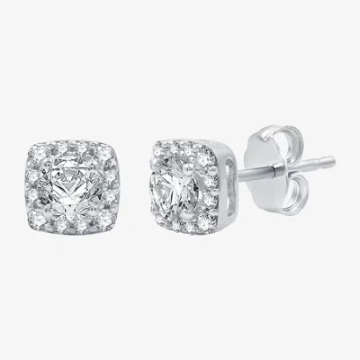 Ever Star (h-i / I1) 1 Ct. T.w. Lab Grown White Diamond 10k White Gold 7.1mm Cushion Stud Earrings In Metallic