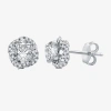 Ever Star (h-i / I1) 1 Ct. T.w. Lab Grown White Diamond 10k White Gold 7.9mm Round Cushion Stud Earrings In Silver