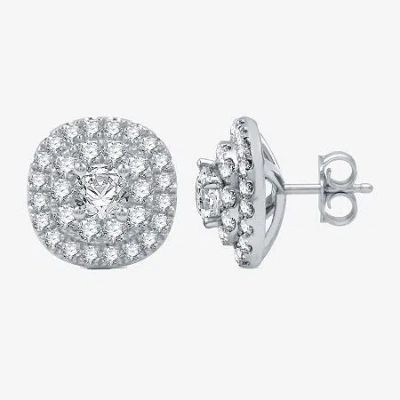 Ever Star (h-i / I1) 2 Ct. T.w. Lab Grown White Diamond 10k White Gold 12.9mm Round Stud Earrings In Metallic