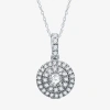 Ever Star (h-i / I1) Womens 1/2 Ct. T.w. Lab Grown White Diamond 10k White Gold Round 18 Inch Pendant Necklace In Silver