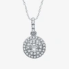 Ever Star (h-i / I1) Womens 1/4 Ct. T.w. Lab Grown White Diamond 10k White Gold Round 18 Inch Pendant Necklace In Metallic
