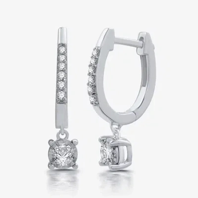Ever Star (h-i / Si1-i1) Womens 1/2 Ct. T.w. Lab Grown White Diamond 10k White Gold 21mm Round Hoop Earrings In Metallic